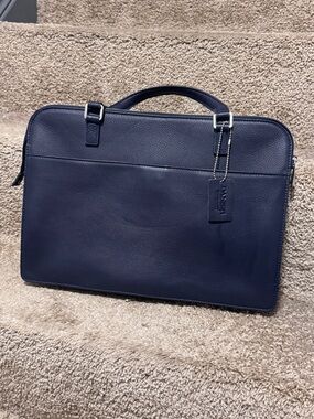 Blue leather laptop bag Danier
